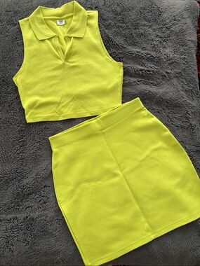 Sunday Best Neon Lime Mini Skirt Set